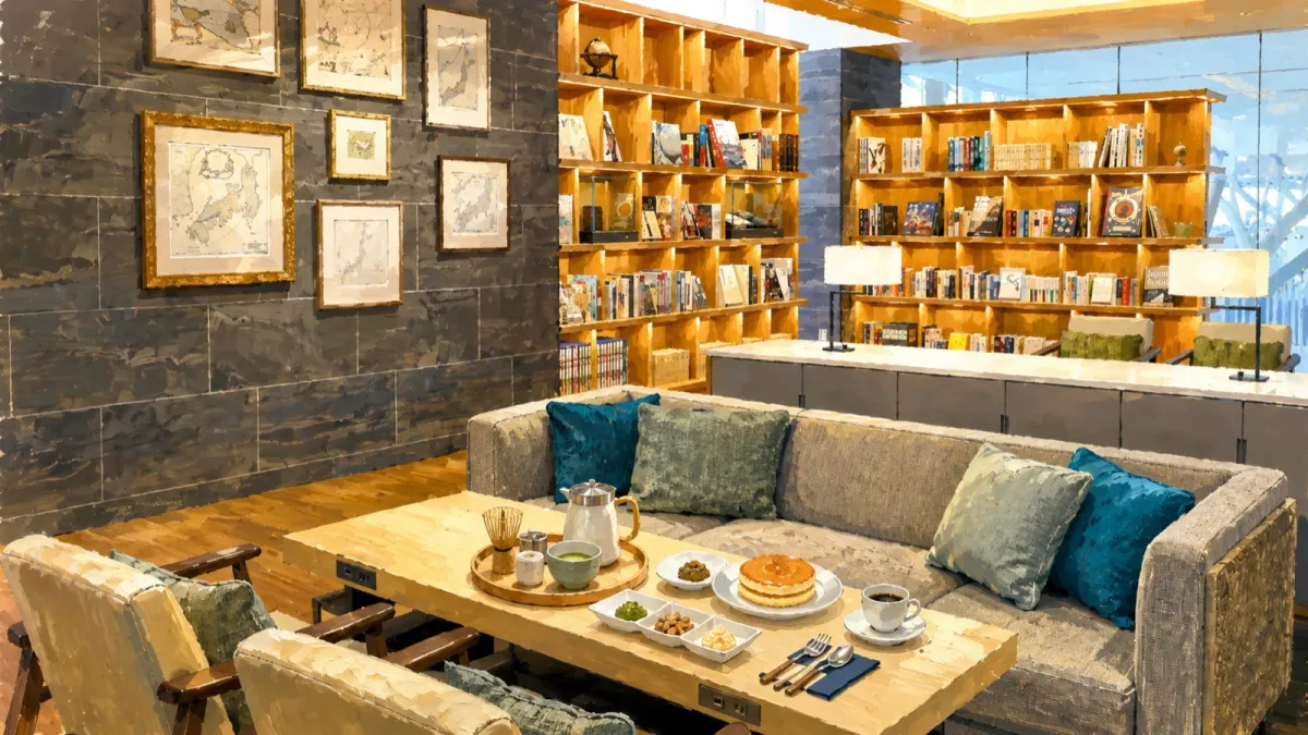 Cafe Sky Libraryの店内（イラスト）
