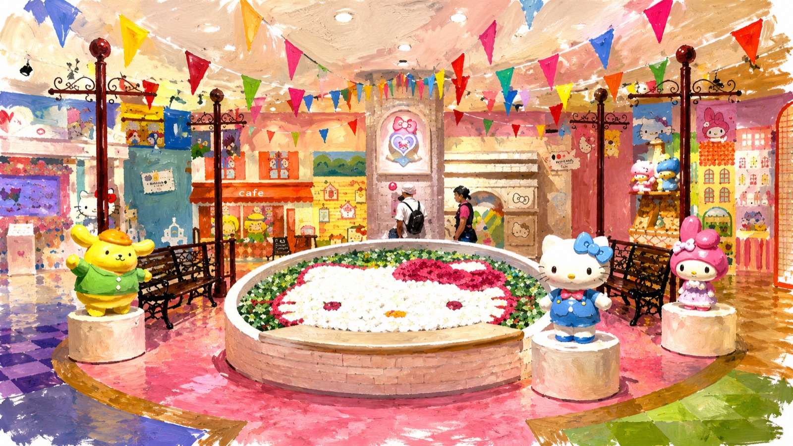 ハローキティ ハッピーフライトの館内（イラスト）
