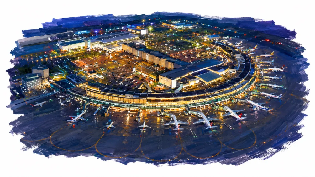 夜の新千歳空港 全景（イラスト）