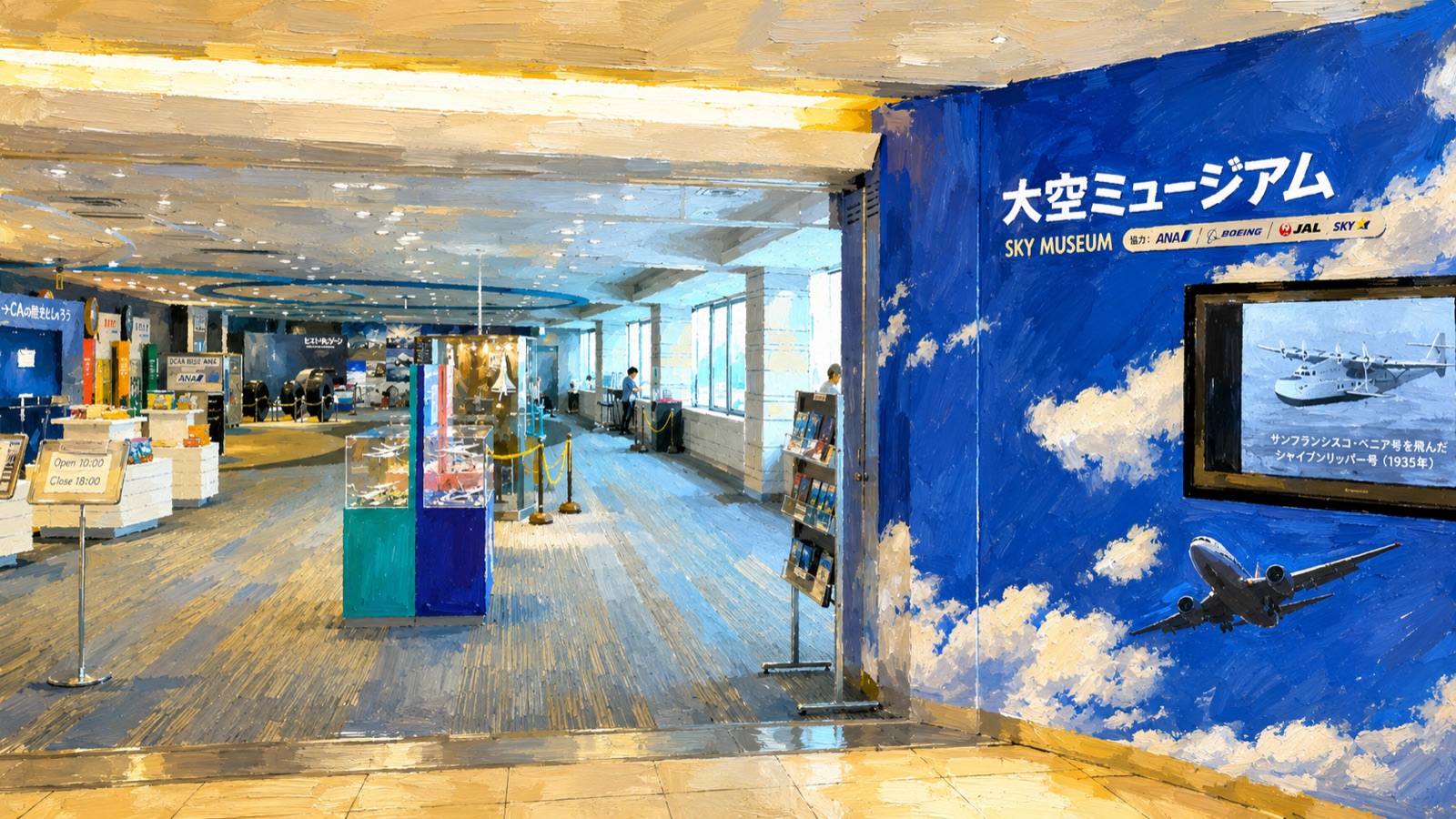 大空ミュージアムの航空展示（イラスト）