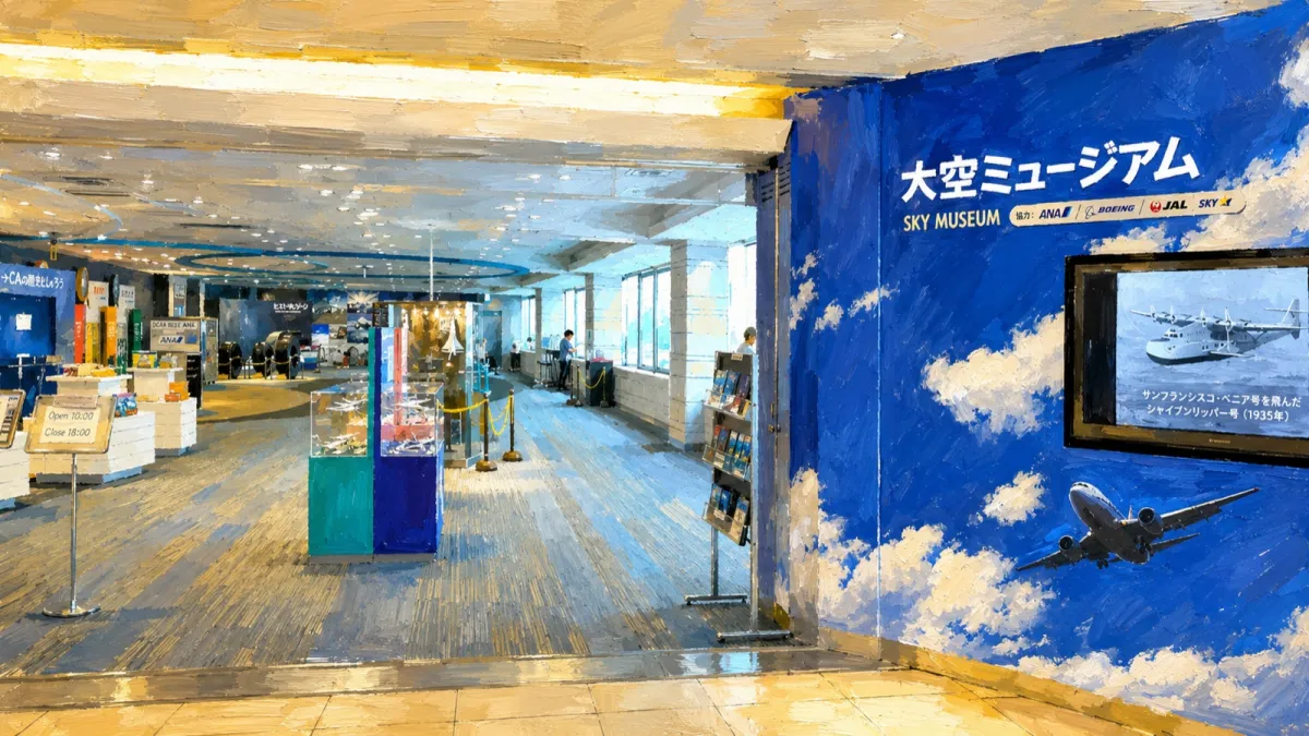 大空ミュージアムの航空展示（イラスト）